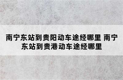 南宁东站到贵阳动车途经哪里 南宁东站到贵港动车途经哪里